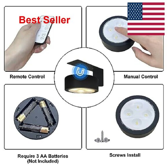 Wireless Magnetic Picture Lights 3-Pack Dimmable Timer Remote Modern Art Display - Picture 7 of 7